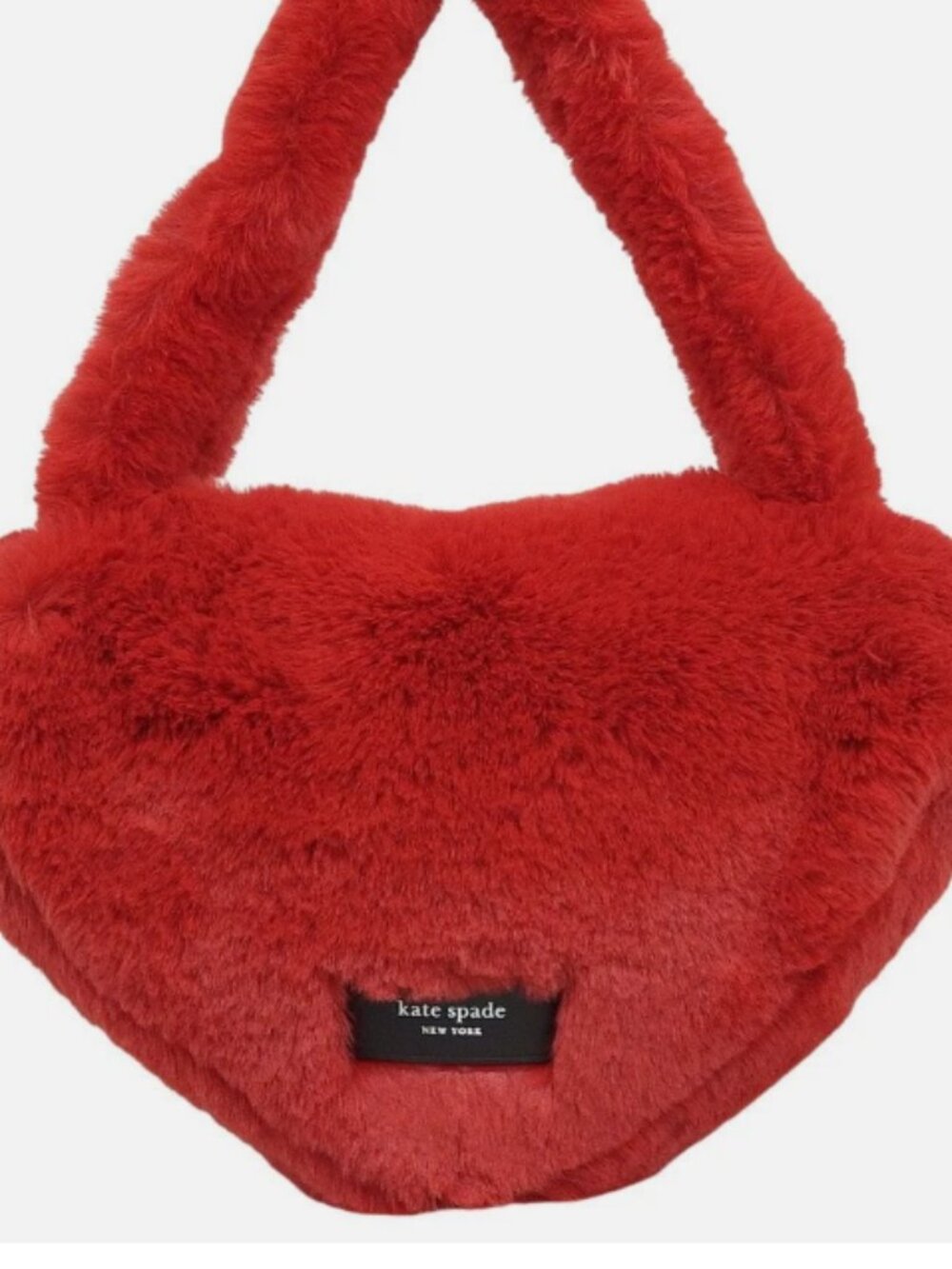 Kate Spade Luver Faux Fur Heart Red Tote Bag NWOT